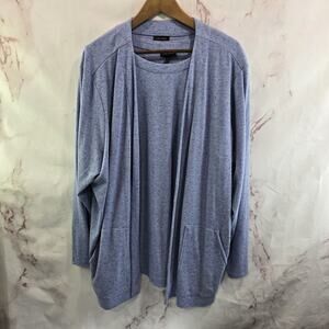J Jill Cardigan Womens 3X Blue Sweater Tank Open Front Set 2 Piece Lot Speckled